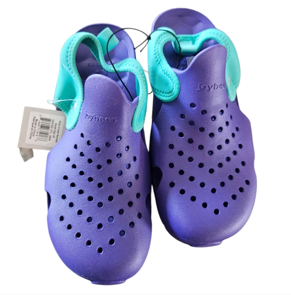 Joybees Size 4 New Girl's Purple and Teal Water Shoes / Clogs - Picture 3 of 6